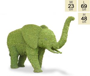 48cm Formschnitt / Drahtgestell "Elefant Bisho" mit Moos