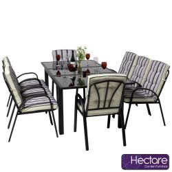 Gartenmöbel-Set "Hadleigh", 8-Sitzer mit ausziehbarem Tisch und Auflagen, schwarz, Hectare™