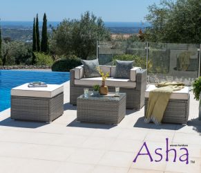 Gartenmöbel-Set "Sherborne" aus Polyrattan, 4-Sitzer, Wintergarten, grau, Asha™