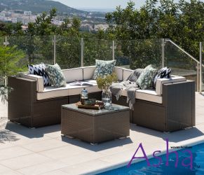 Gartenmöbel-Set "Sherborne" aus Polyrattan, 5-Sitzer, Wintergarten, braun, Asha™
