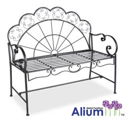 Alium™ Gartenbank "Florentine" aus Stahl, schwarz - 109cm
