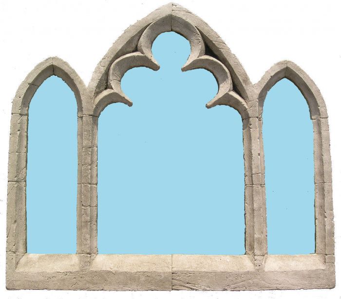 Gotischer Gartenspiegel aus Echtglas, 79cm x 89cm