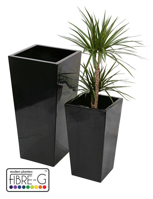Blumenkübel aus Fiberglas, schwarz, 90cm x 43cm x 43cm, Primrose™