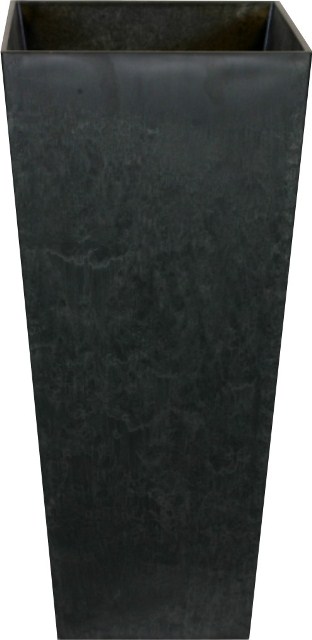 Hoher Blumenkübel aus Kunststein, ''Black Ella",  schwarz,  49cm x 26cm x 26cm
