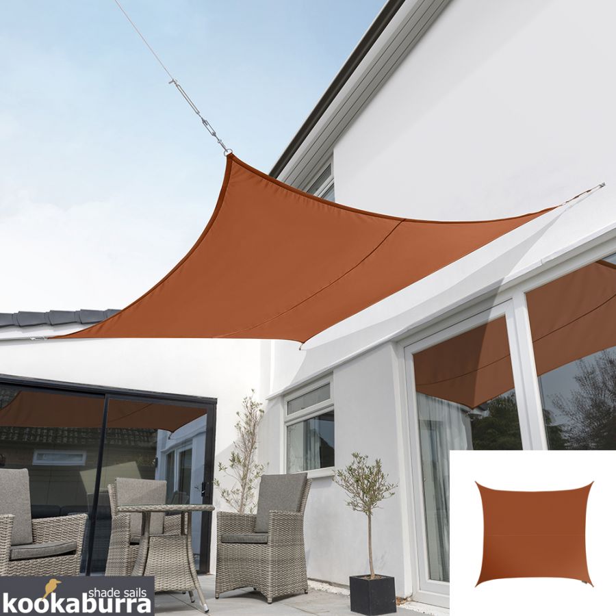 Kookaburra® 3,0m Quadrat Terrakotta Atmungsaktives Sonnensegel (Strickgewebe)
