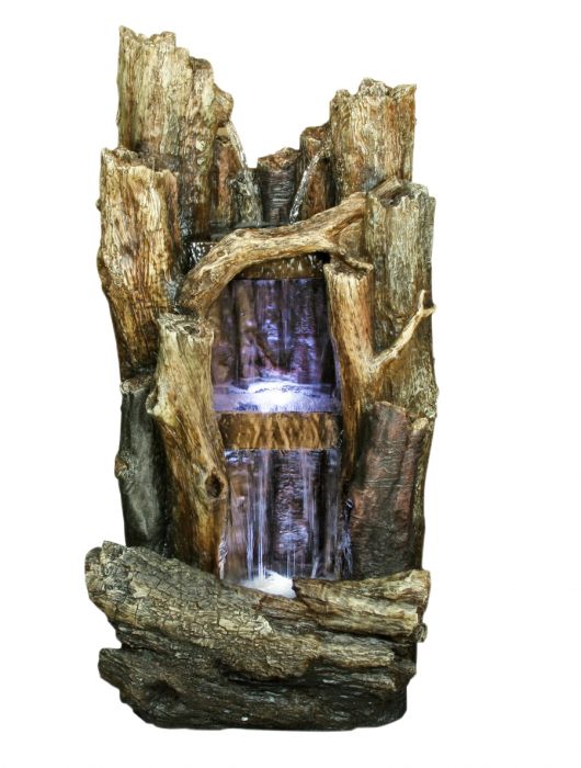 Baumstammbrunnen "Woodland Falls" mit LED-Beleuchtung
