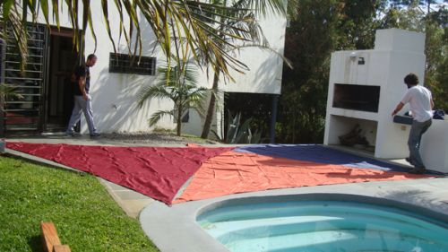 Kookaburra® 5,0m Dreieck Terrakotta Gewebtes Sonnensegel (Wasserfest)