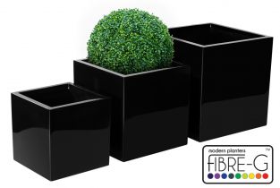 Blumenkübel aus Fiberglas, 60cm x 60cm x 60cm, schwarz, Primrose™