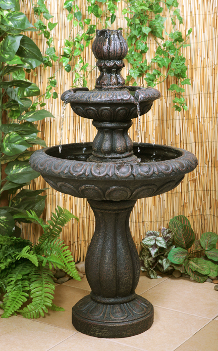 Zweistufiger Brunnen "Maret" mit Antikeffekt, 89cm