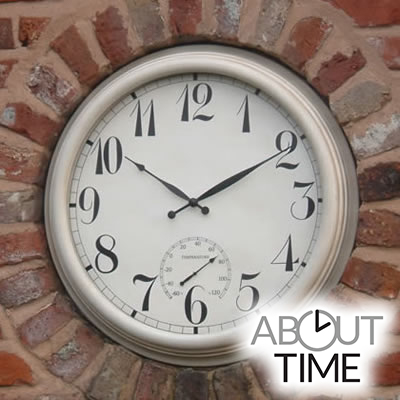 Große Uhr mit eingebautem Thermometer, 59cm - About Time™