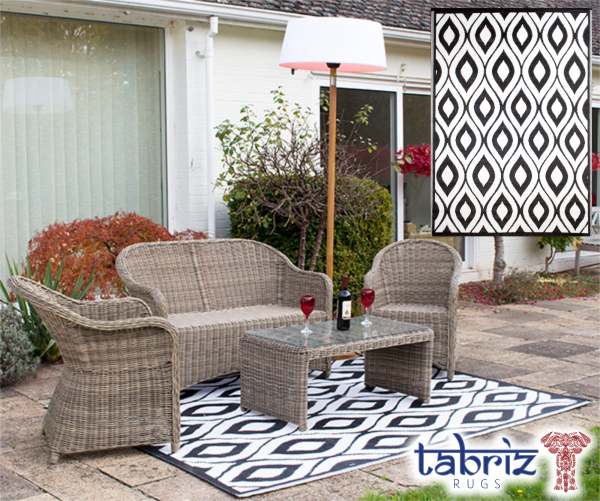 Tabriz Rugs™ Gartenteppich "Samti", schwarz und weiß, 180cm x 250cm