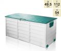 Garten-Aufbewahrungsbox weiß/grün, 110cm x 54cm x 49,5cm