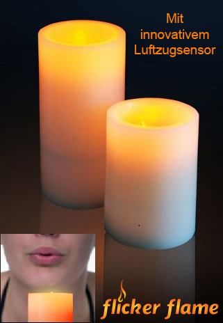 15cm LED-Kerze aus Echtwachs zum An-/Auspusten