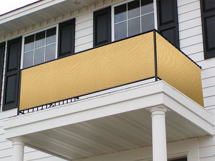 Balkonsichtschutz aus Polymer, 90cm x 300cm, sandfarben