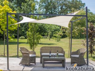 Kookaburra 3m x 2m Wasserfestes Sonnensegel, elfenbein, inkl. Rahmen und Befestigungsset