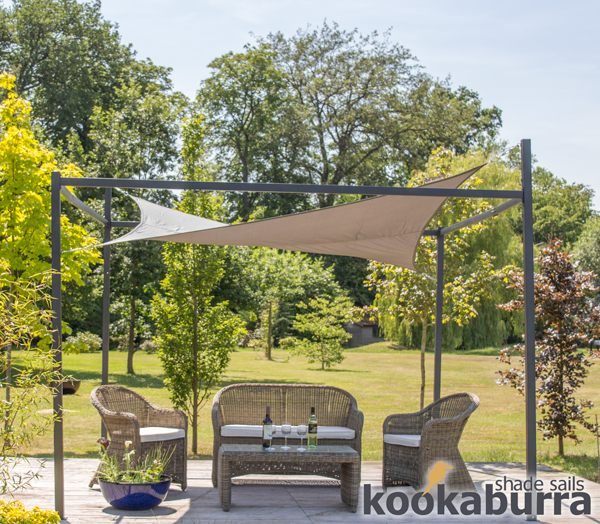 Kookaburra® 3m x 2m Wasserfestes Sonnensegel, anthrazit, inkl. Rahmen und Befestigungsset