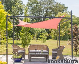 Kookaburra® 3m x 3m Wasserfestes Sonnensegel, terrakotta, inkl. Rahmen und Befestigungsset