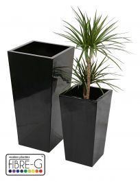Blumenkübel aus Fiberglas, schwarz, 120cm x 43cm x 43cm, Primrose™