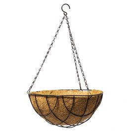 Hängekorb / Blumenampel mit Kokoseinsatz und Kettenaufhängung, 31,5cm