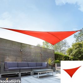 Kookaburra® 4,2m x 4,2m x 6,0m Rechtwinkliges Dreieck  Rot Atmungsaktives Party-Sonnensegel (Strickgewebe 185g)