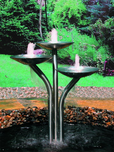 Springbrunnen mit 3 Schalen aus Edelstahl