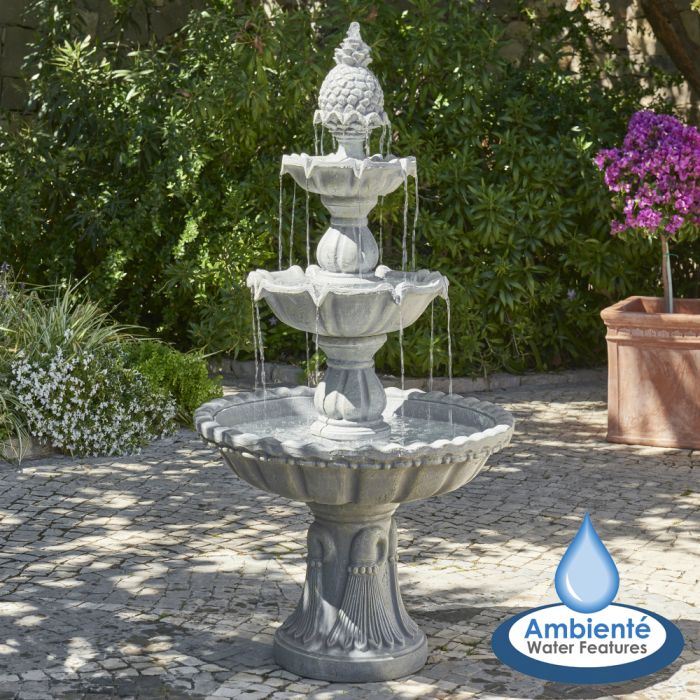 Dreistufiger Brunnen mit Steinoptik von Ambienté™, 150cm