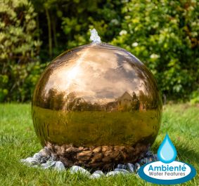 45cm Edelstahl-Kugelbrunnen mit Kupfer-Effekt und LED-Beleuchtung, Ambienté™