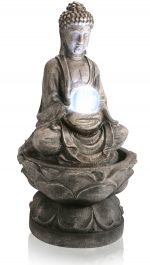 Buddha und Glaskugel Brunnen mit LED-Beleuchtung