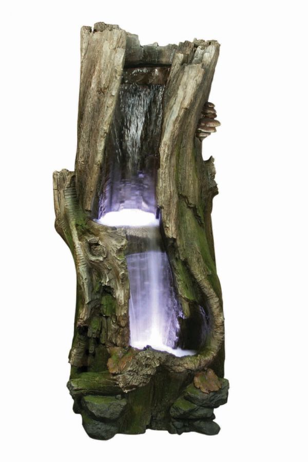 Baumstammbrunnen "Oak Falls" mit LED-Beleuchtung