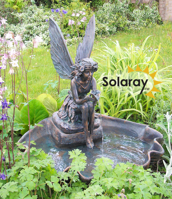 78cm Solarbrunnen "Fee auf Muschel" mit LED-Beleuchtung, Solaray™