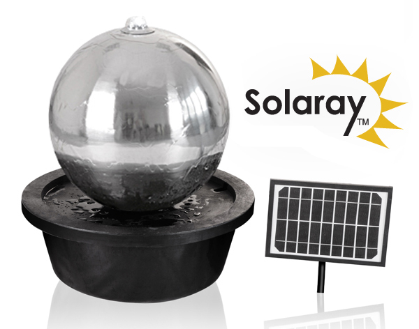 50cm Solar-Kugelbrunnen aus Edelstahl mit LED-Beleuchtung, Solaray™