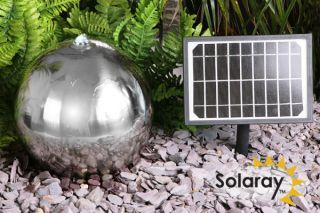 45cm Solar-Kugelbrunnen aus Edelstahl mit LED-Beleuchtung, Solaray™