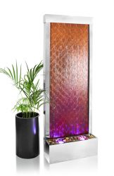 174cm Cortenstahl-Wasserwand mit Edelstahl-Rahmen und LED-Beleuchtung