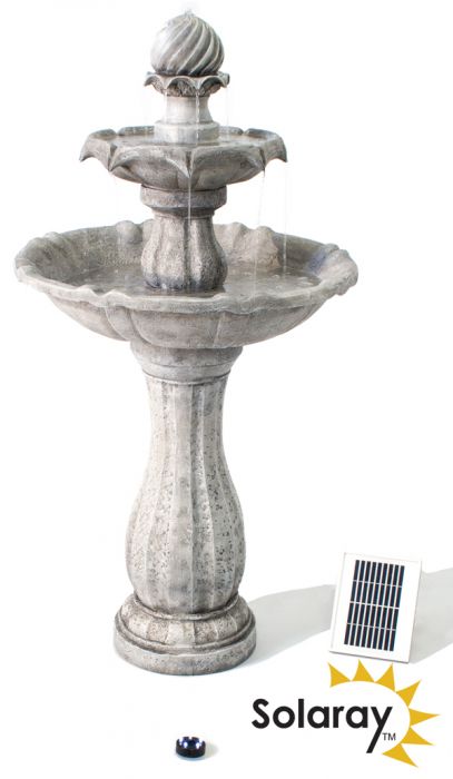112cm Solarbrunnen mit LED-Beleuchtung, grau, Solaray™