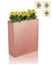 Hoher Blumenkasten aus Fibrecotta, 95cm x 80cm x 30cm, Terrakotta-Optik