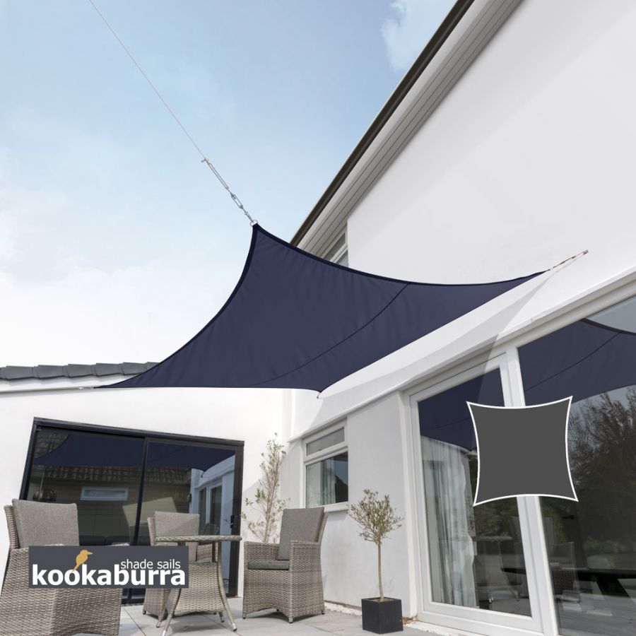 Kookaburra® 5,4m Quadrat Blau und Weiß gestreift Gewebtes Sonnensegel (Wasserfest)