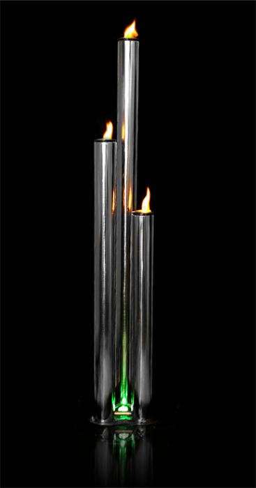 Ambienté™ 135cm Feuer- und Wasser-Säulenbrunnen "Kohala" aus Edelstahl mit LED-Beleuchtung