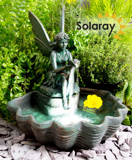 30cm Solarbrunnen "Fee auf Muschel" mit LED-Beleuchtung, Solaray™