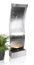 183cm Gewellte Wasserwand aus gebürstetem Edelstahl mit LED-Beleuchtung, Ambienté™